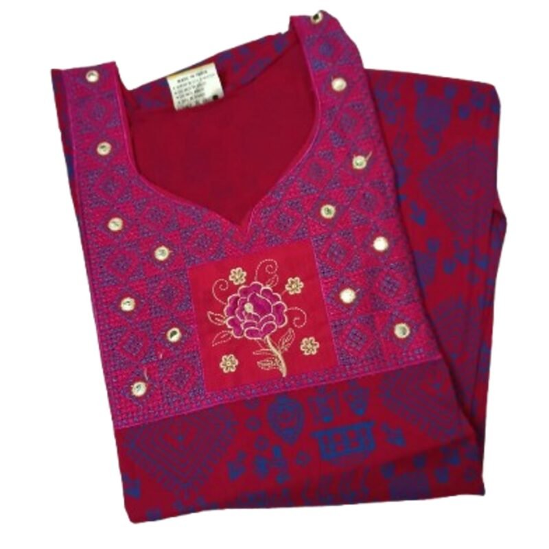 Embroidered Cotton Nighty For Women Unfolded