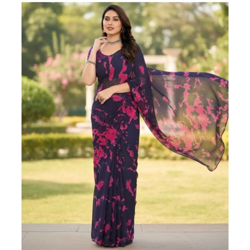 Georgette Silk Saree With Blouse For Women Model 1 Lifestyle