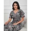 Alpine Green Cotton Nighty With Pocket Model 6 Lifestyle