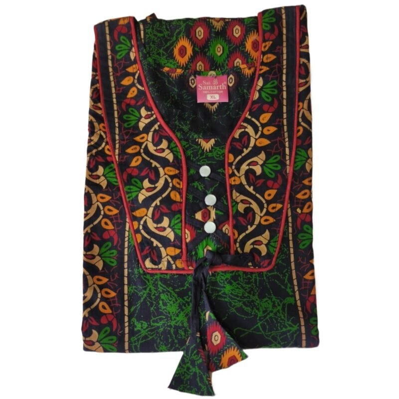 Green Cotton Nighty Folded