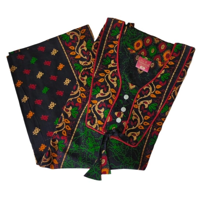 Green Cotton Nighty Unfolded