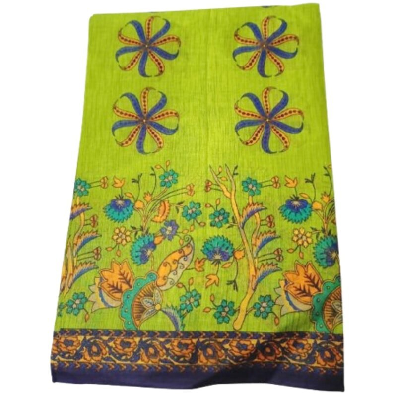 Green Cotton Saree Folded