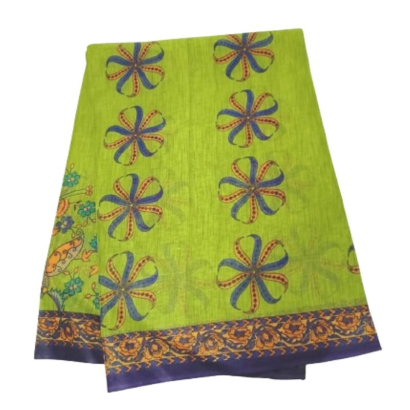 Green Cotton Saree Unfolded
