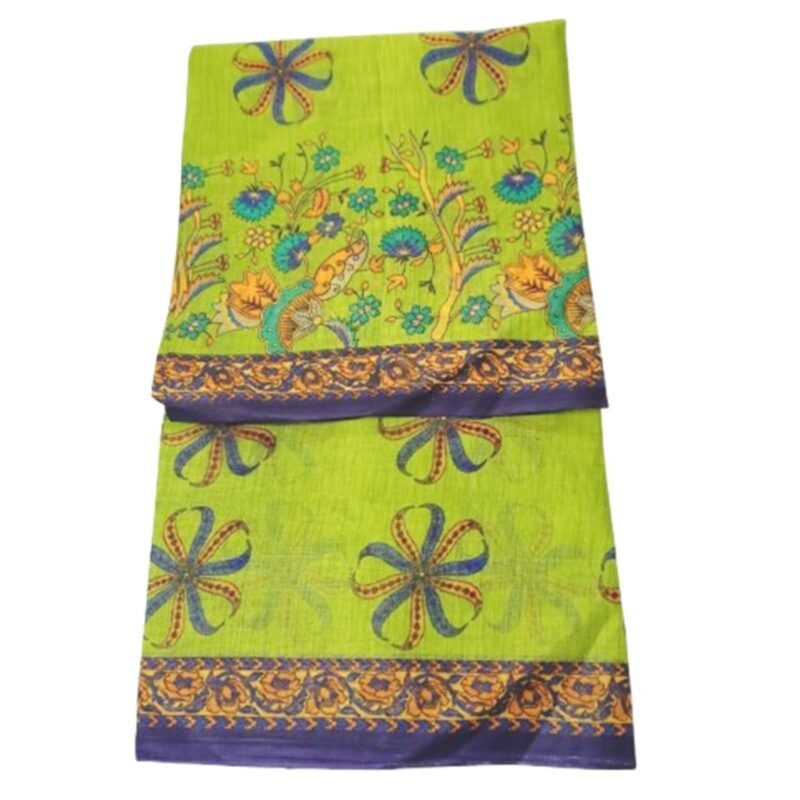 Green Cotton Saree Unfolded1