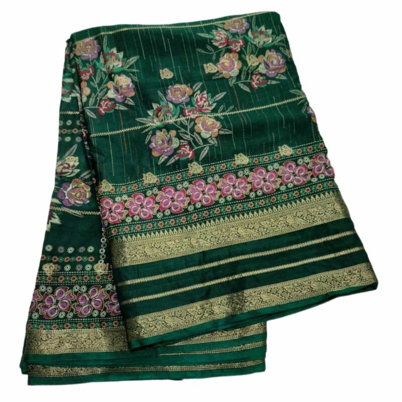 Green Silk Saree Unfolded