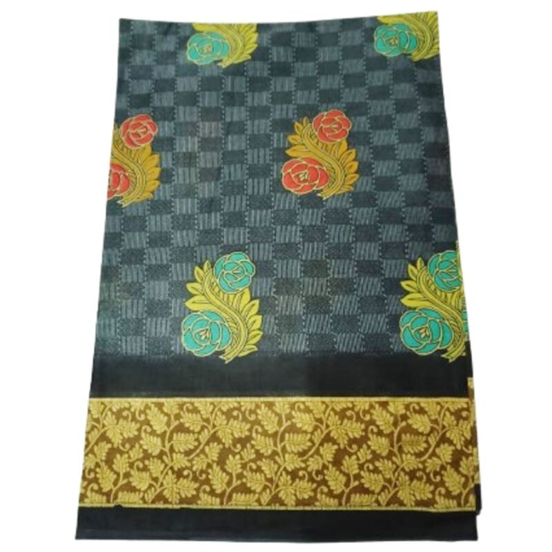 Grey Cotton Saree Folded