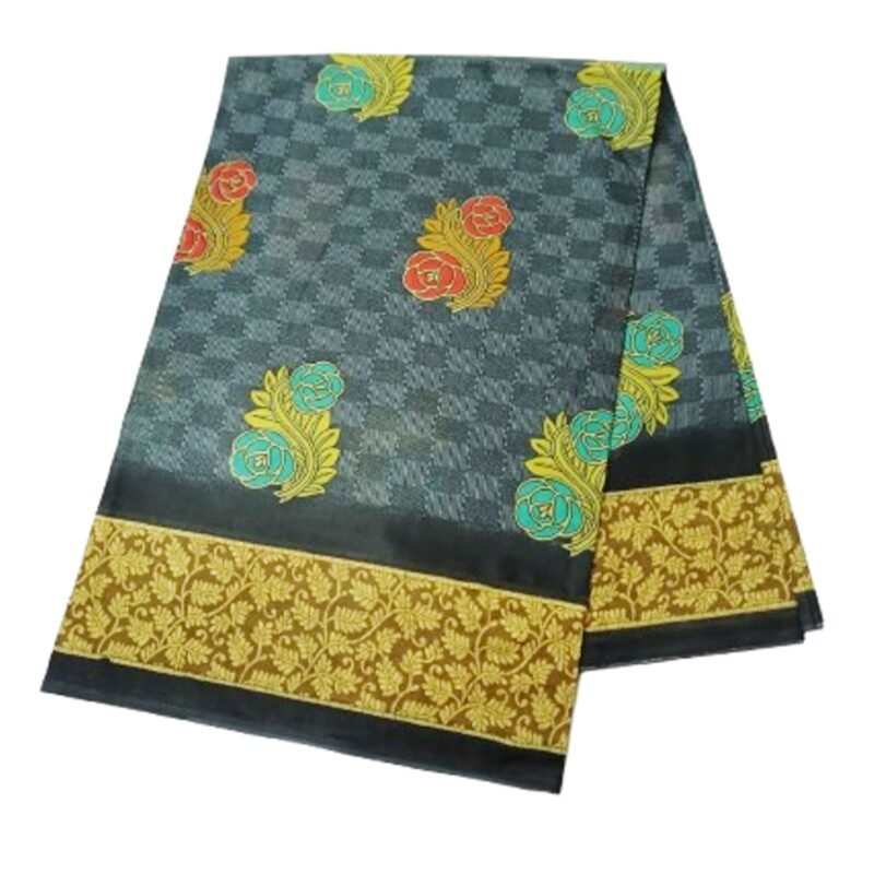 Grey Cotton Saree Unfolded