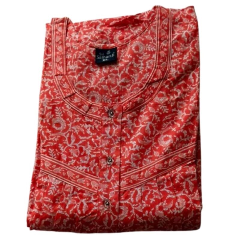 Jyothika Cotton Nighty With Pocket For Women Model 3 Folded