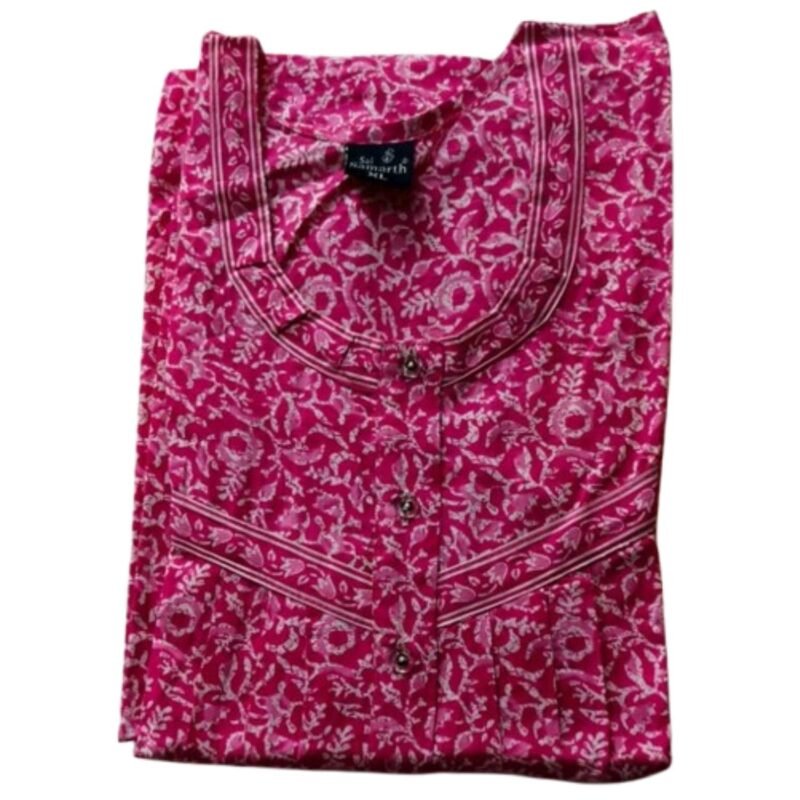 Jyothika Cotton Nighty With Pocket For Women Model 4 Folded