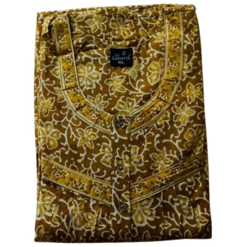 Jyothika Cotton Nighty With Pocket Model 1 Folded