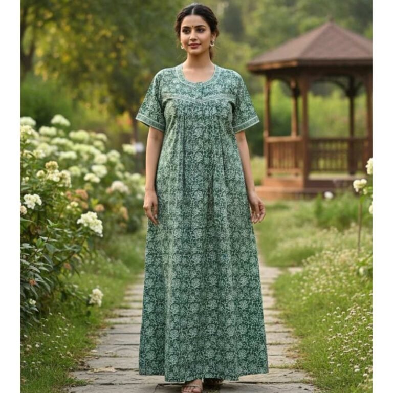 Jyothika Cotton Nighty With Pocket Model 2 Lifestyle