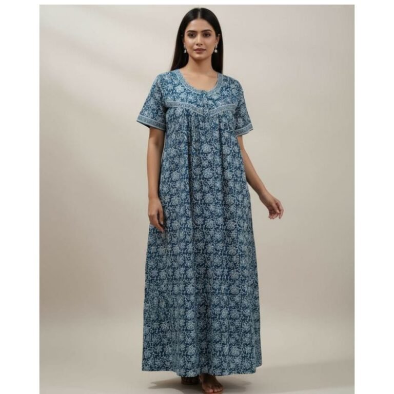 Jyothika Cotton Nighty With Pocket Model 3 Lifestyle