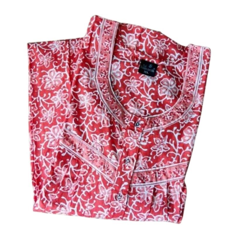 Jyothika Cotton Nighty With Pocket Model 4 Unfolded