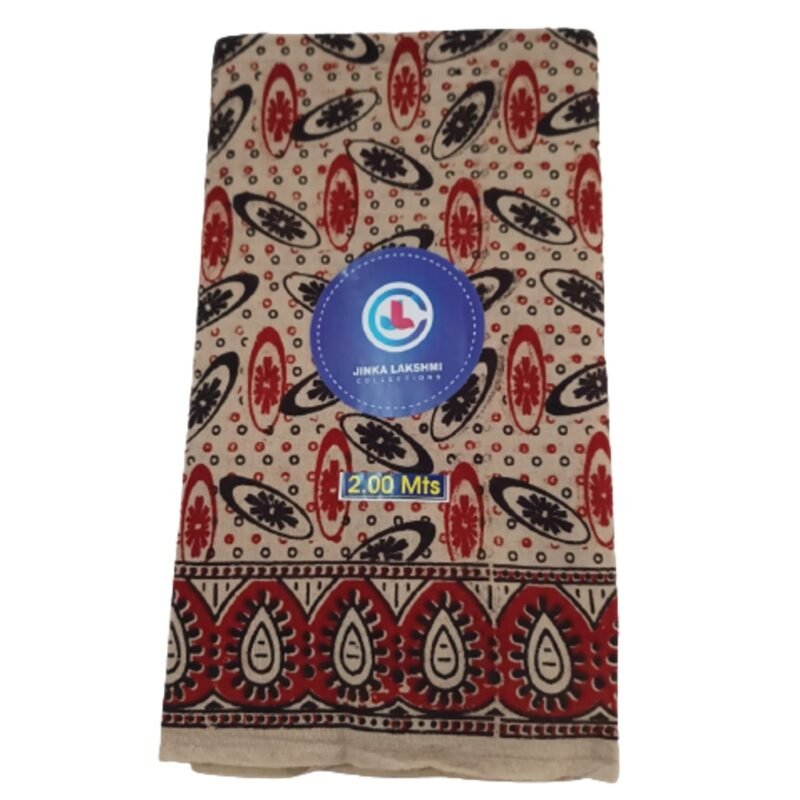 Kalamkari Cotton Lungi 2 Meters Unstitched Design 15 Folded