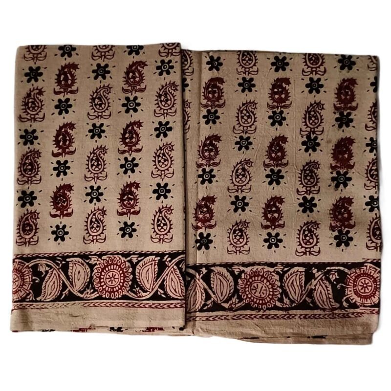 Kalamkari Cotton Lungi 2 Meters Unstitched Design 16 Unfolded