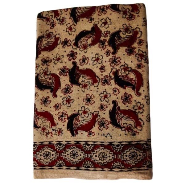 Kalamkari Cotton Lungi 2 Meters Unstitched Design 17 Folded