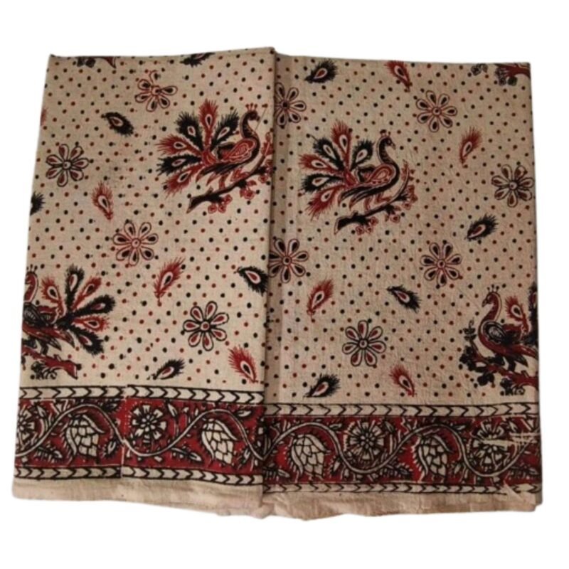 Kalamkari Cotton Lungi 2 Meters Unstitched Design 19 Unfolded
