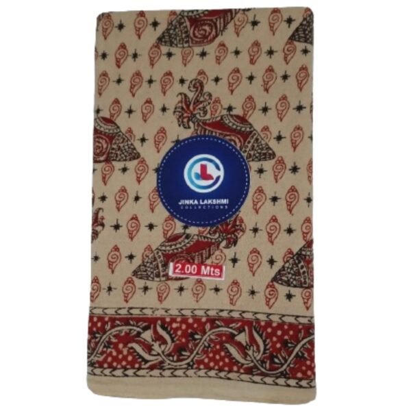 Kalamkari Cotton Lungi 2 Meters Unstitched Design 20 Folded