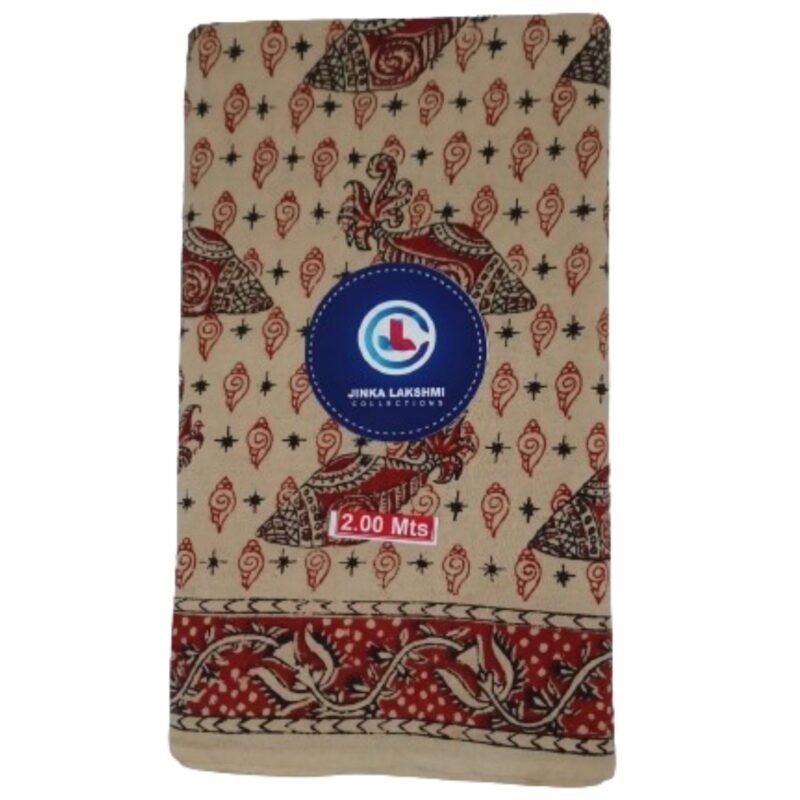 Kalamkari Cotton Lungi 2 Meters Unstitched Design 20 Folded