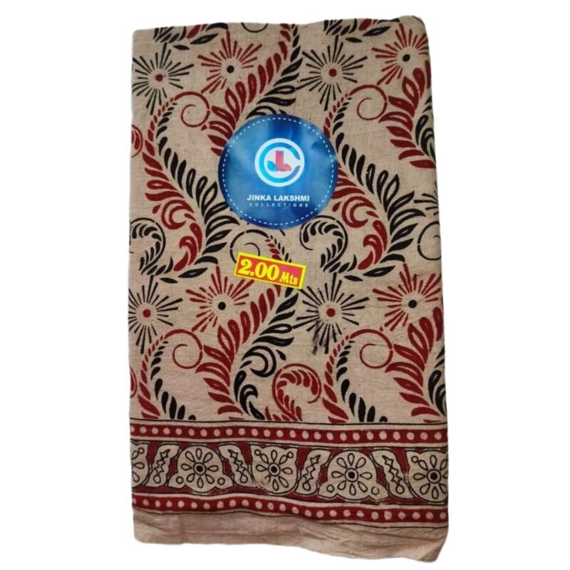 Kalamkari Cotton Lungi 2 Meters Unstitched Design 13 Folded