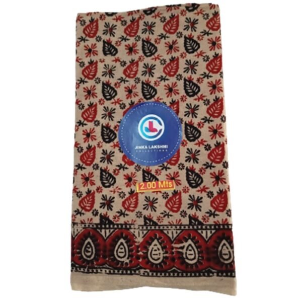 Kalamkari Cotton Lungi 2 Meters Unstitched Design 16 Folded