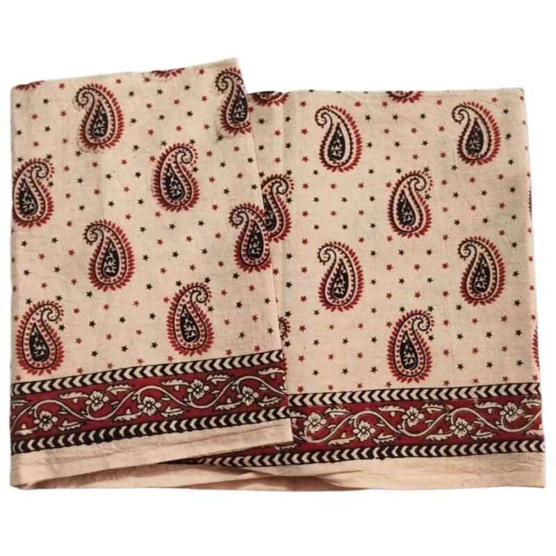 Kalamkari Cotton Lungi 2 Meters Unstitched Design 19 Unfolded
