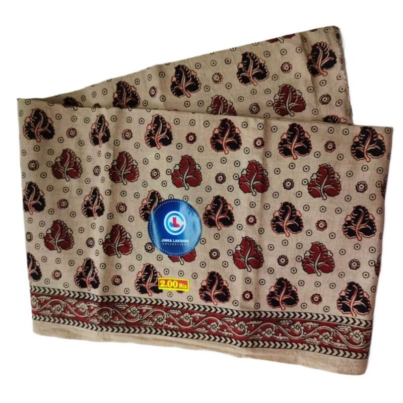 Kalamkari Cotton Lungi 2 Meters Unstitched Unfolded1