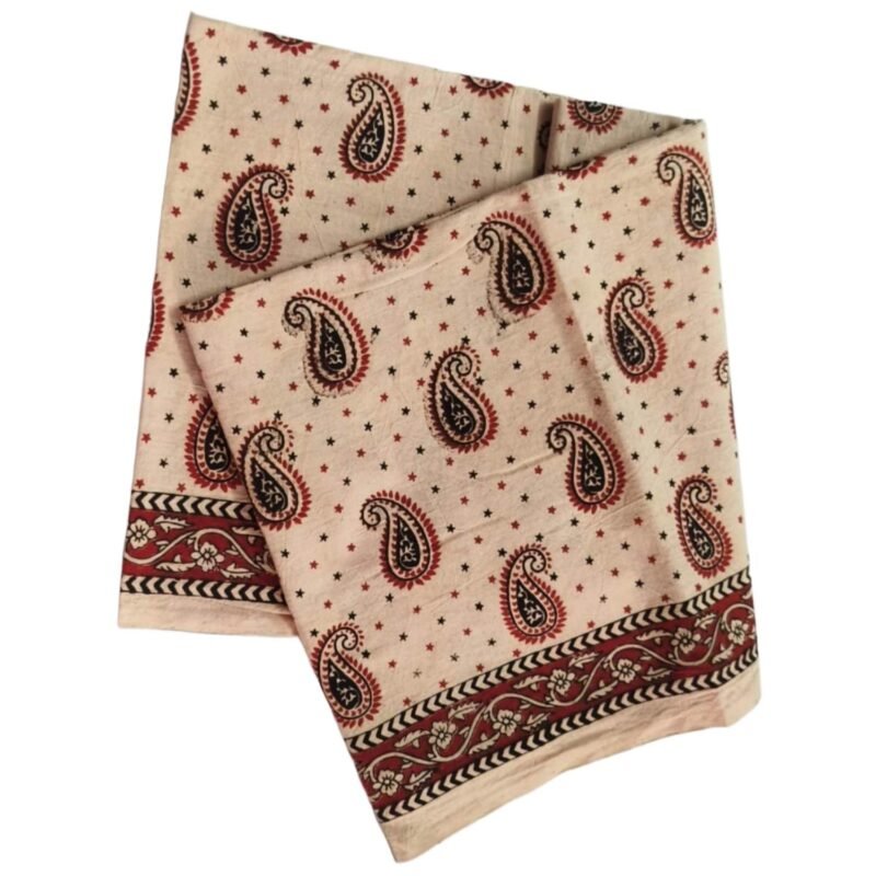 Kalamkari Cotton Lungi 2 Meters Unstitched Design 19 Unfolded1
