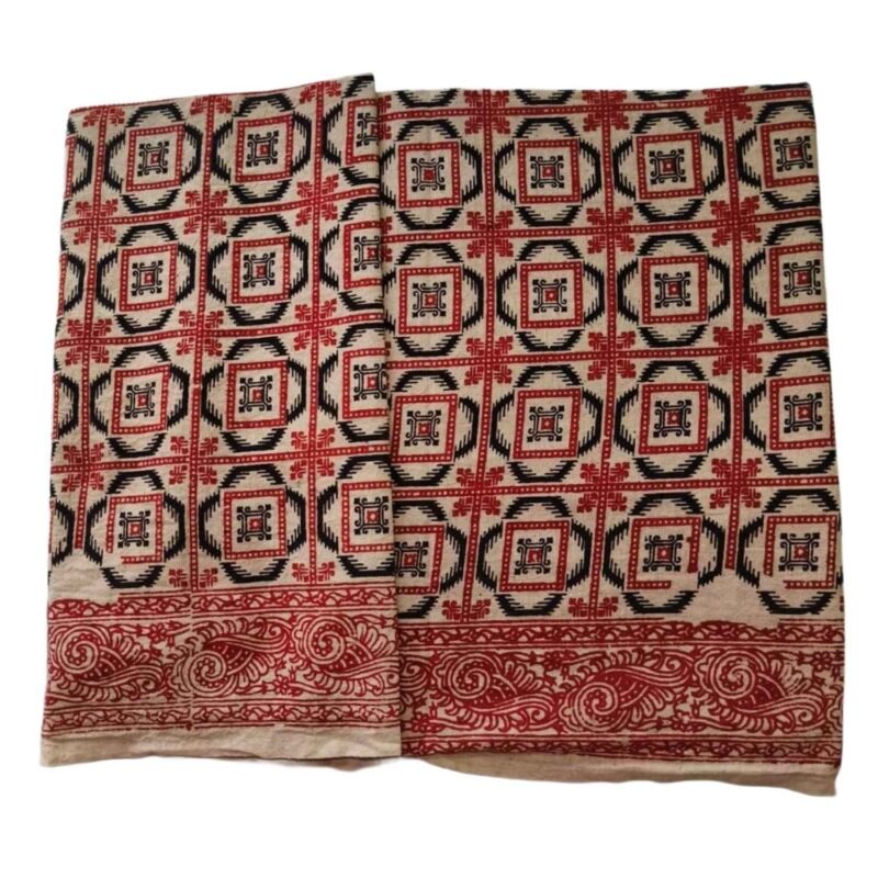 Kalamkari Cotton Lungi 2 Meters Unstitched Unfolded2