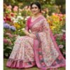 Linen Saree With Blouse For Women Model 1 Lifestyle