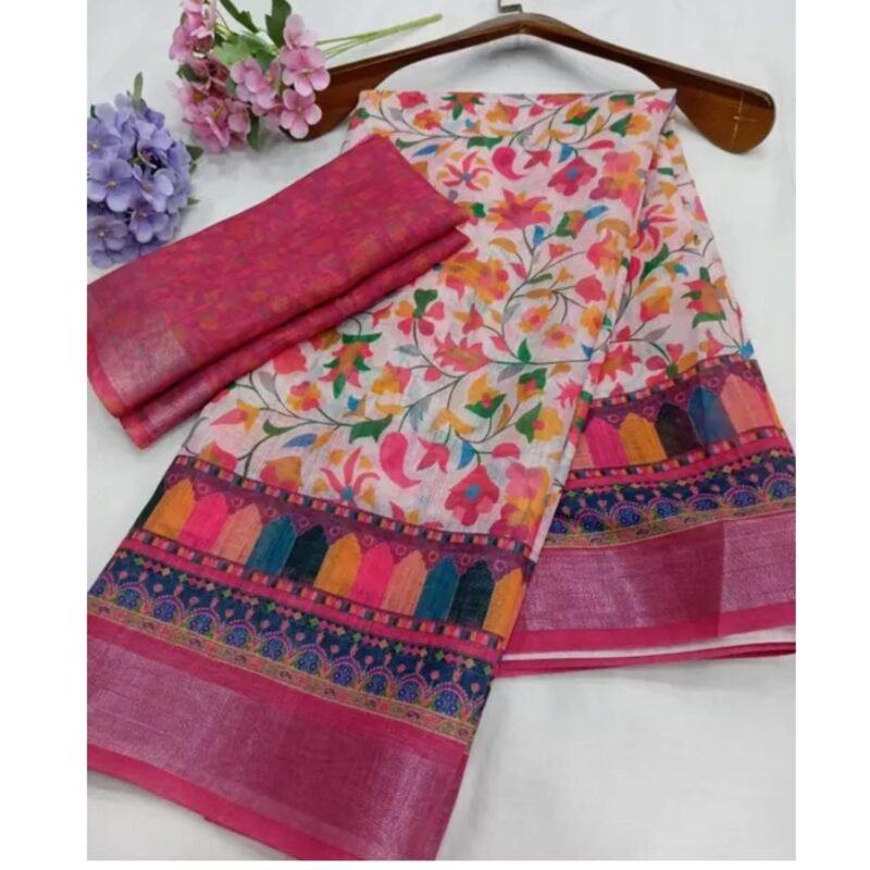 Linen Silk Saree Unfolded