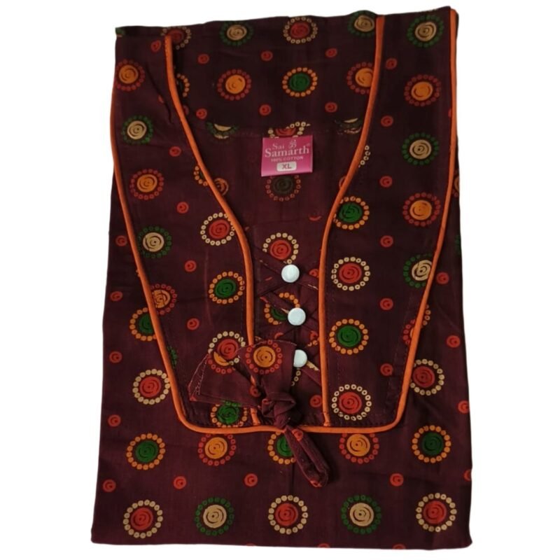 Maroon Cotton Nighty Folded