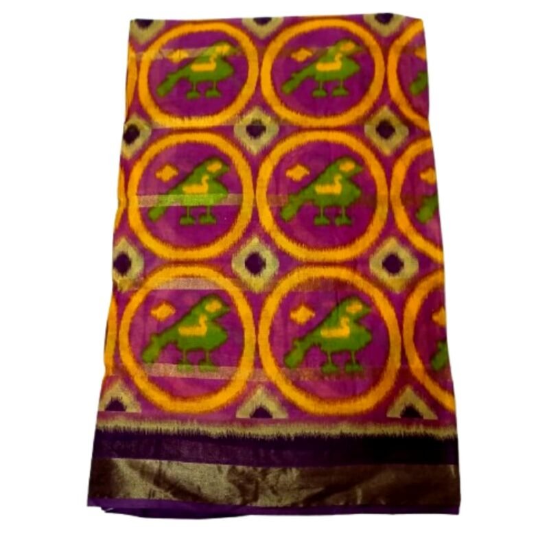 Rani Pink Cotton Saree Folded