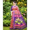 Rani Pink Cotton Saree With Blouse For Women Model 2 Lifestyle