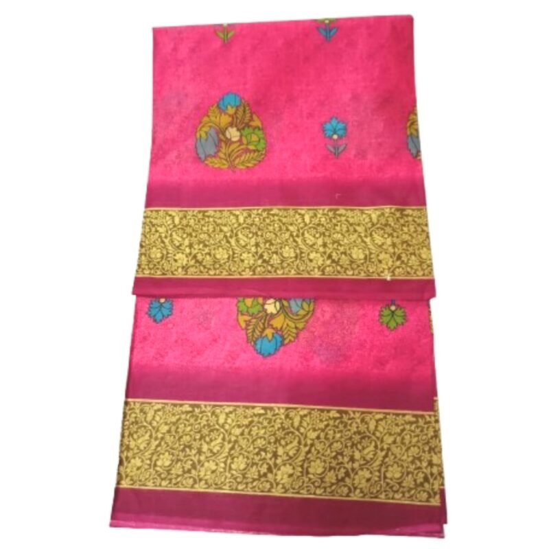 Pink Cotton Saree Unfolded