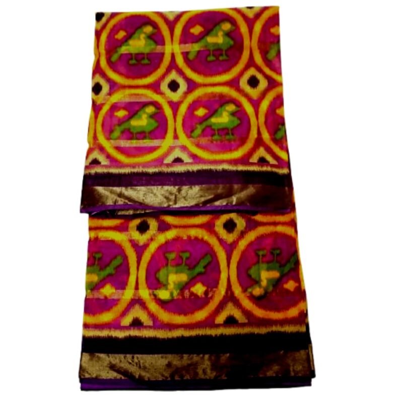 Rani Pink Cotton Saree Unfolded1