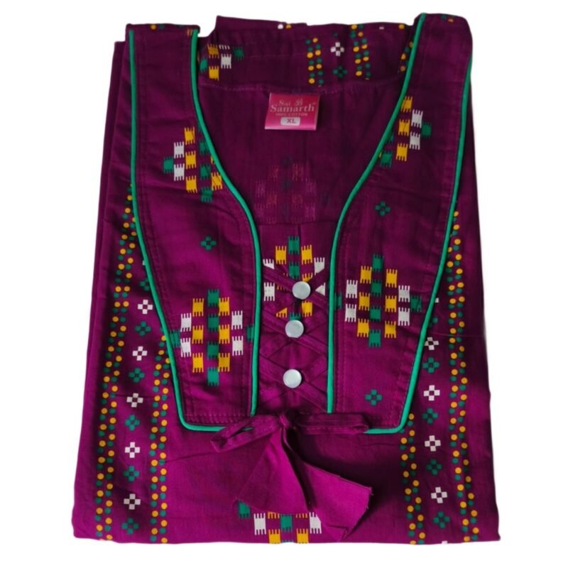 Purple Cotton Nighty Folded