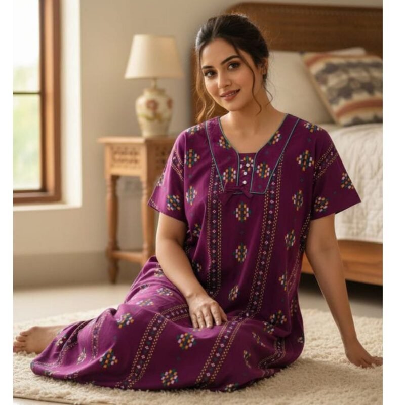 Jaipuri Cotton Nighty For Women Model 4 Lifestyle