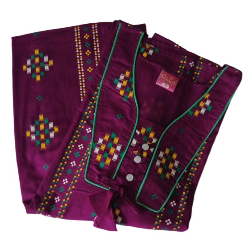 Purple Cotton Nighty Unfolded