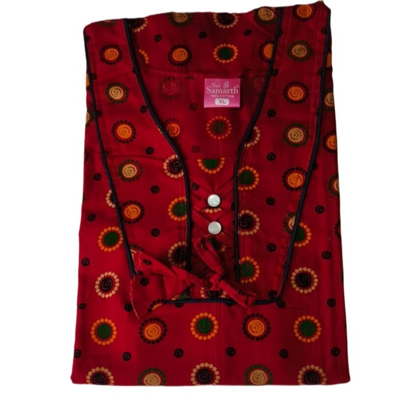 Red Cotton Nighty Folded