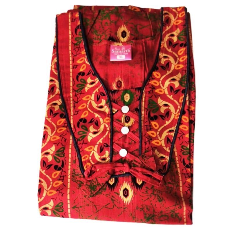 Red Cotton Nighty Folded