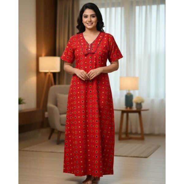 Jaipuri Cotton Nighty For Women & Girls Model 2 Lifestyle
