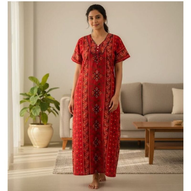 Jaipuri Cotton Nighty For Women Model 2 Lifestyle