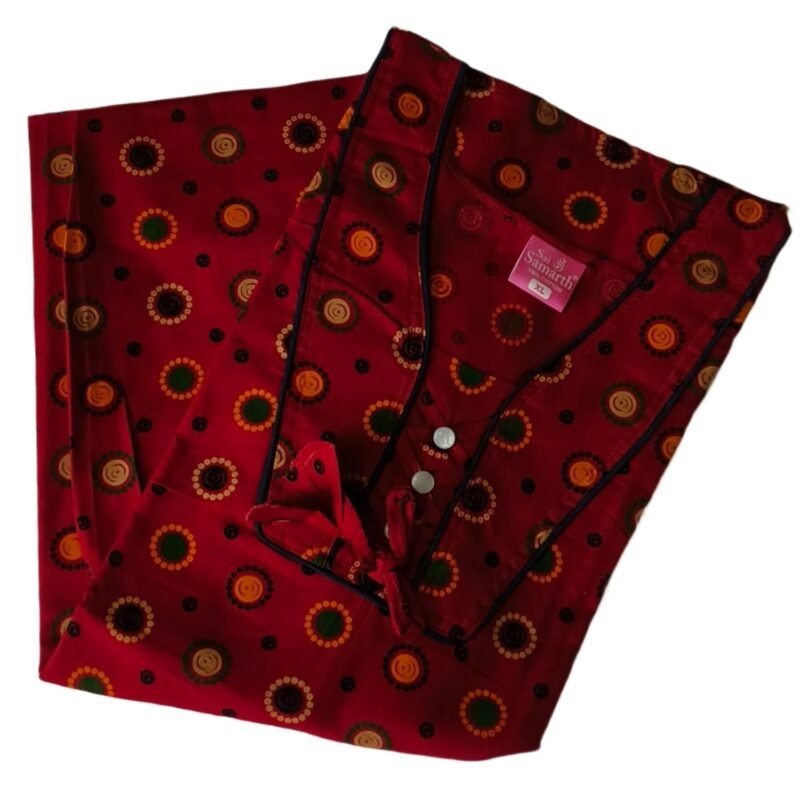 Red Cotton Nighty Unfolded