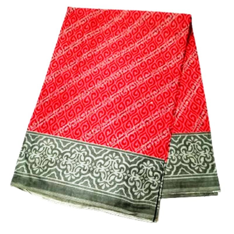 Red Cotton Saree Unfolded