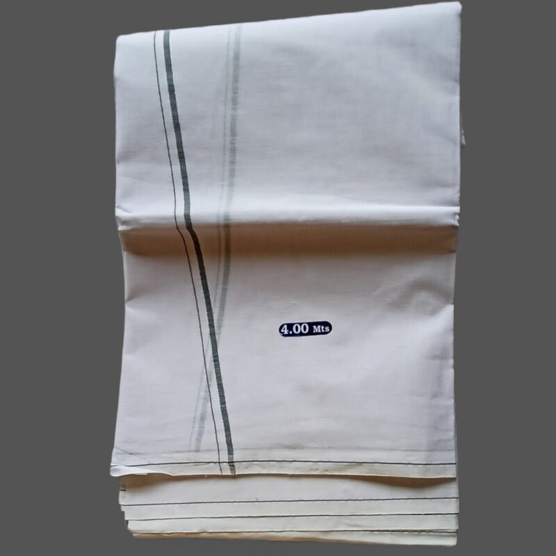 White Cotton Dhoti 4 Meters Unstitched Unfolded