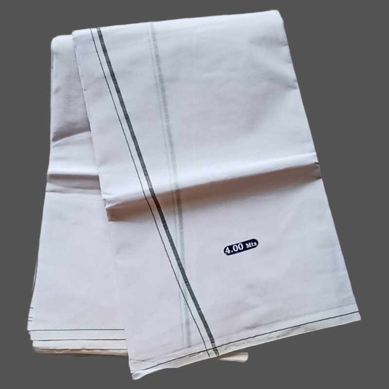 White Cotton Dhoti 4 Meters Unstitched Unfolded1