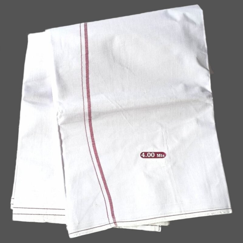 White Cotton Dhoti 4 Meters Unstitched Unfolded1