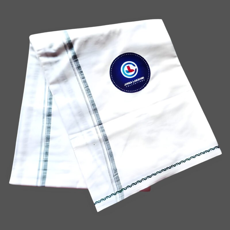 White Cotton Lungi 2 Meters Unfolded1