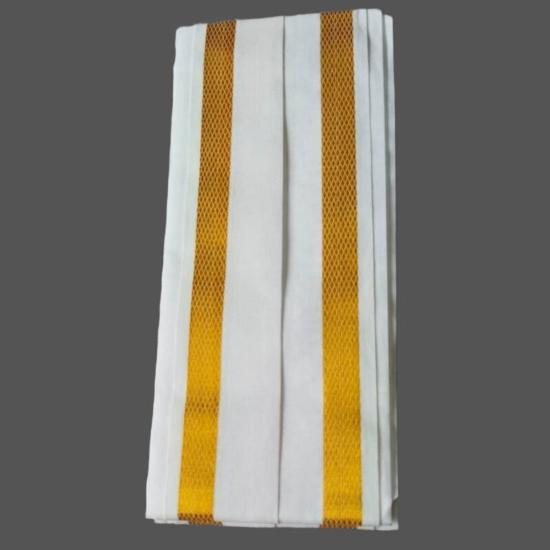 White Gold Cotton Silk Gamcha Angavastram Folded
